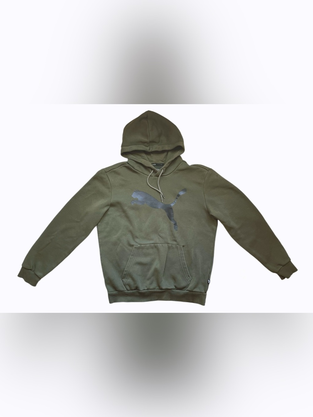 PUMA Men's Graphic Fleece Hoodie Dark Green 100% Cotton Pullover Kangaroo Pocket